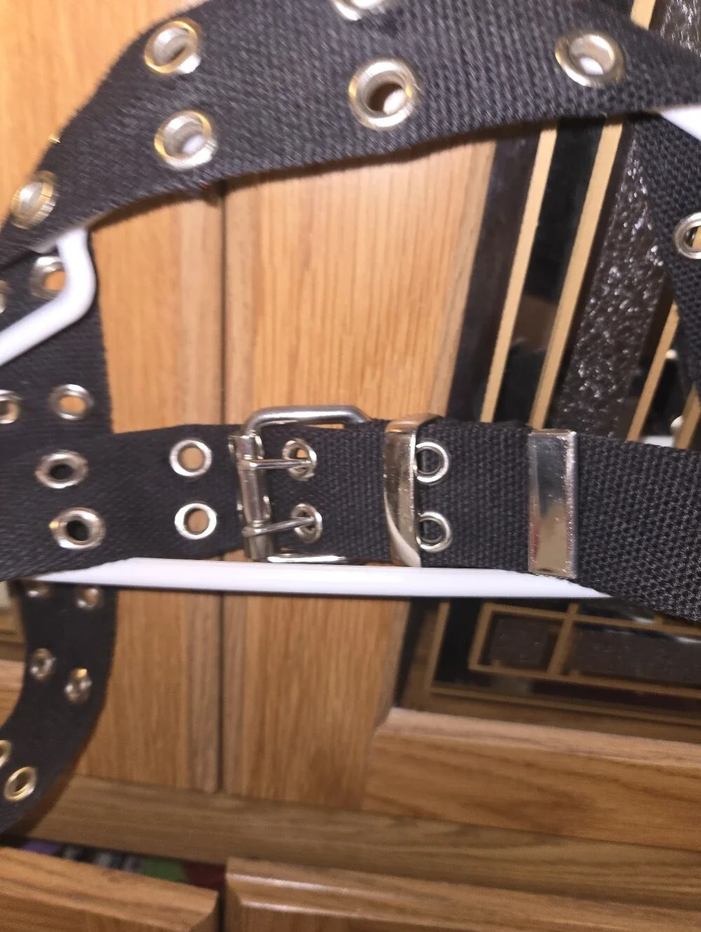 Black Double-Row Grommet Webbing Belt